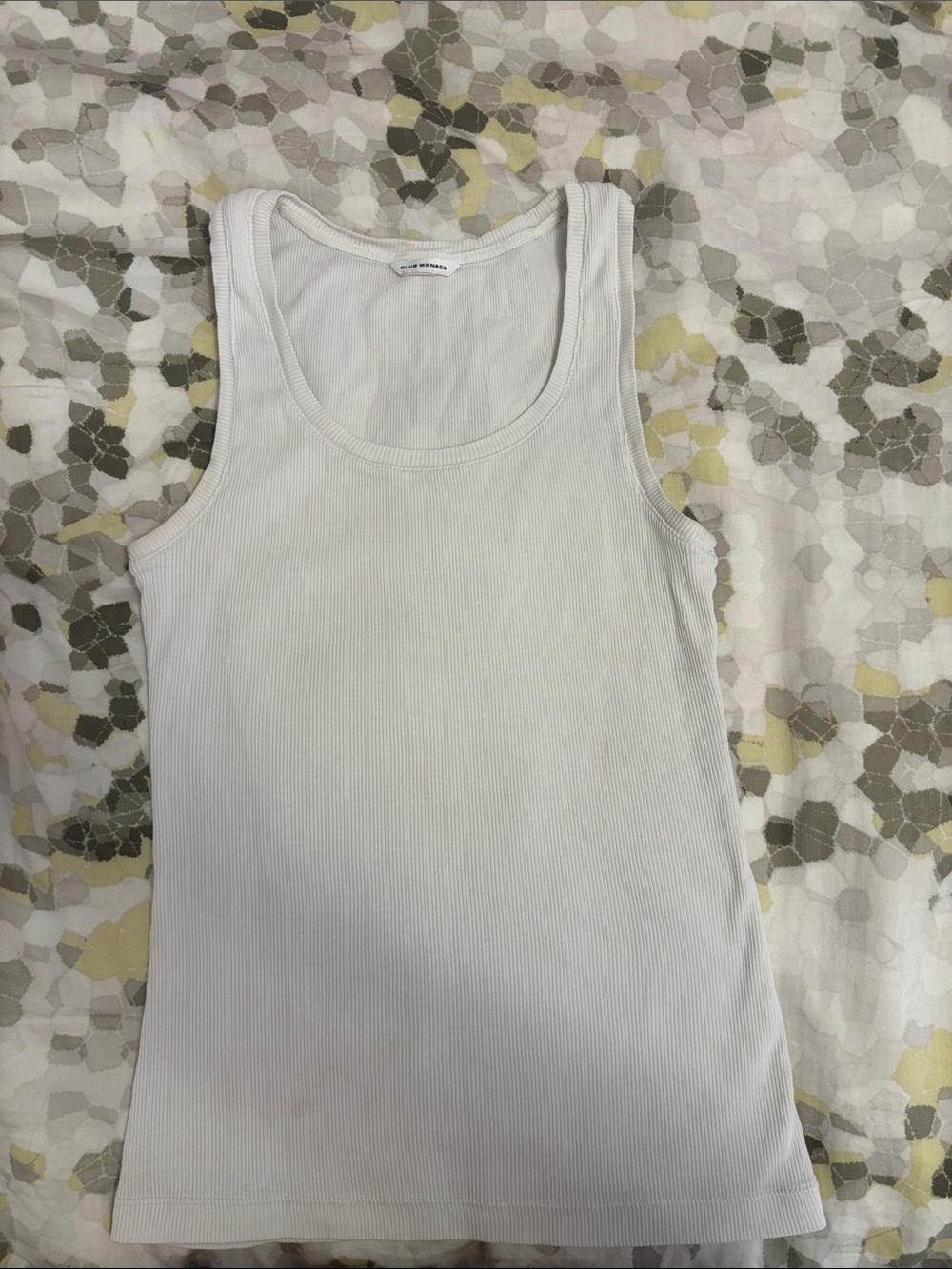Club Monaco Women’s White Ribbed Tank - Scoop Neck XS